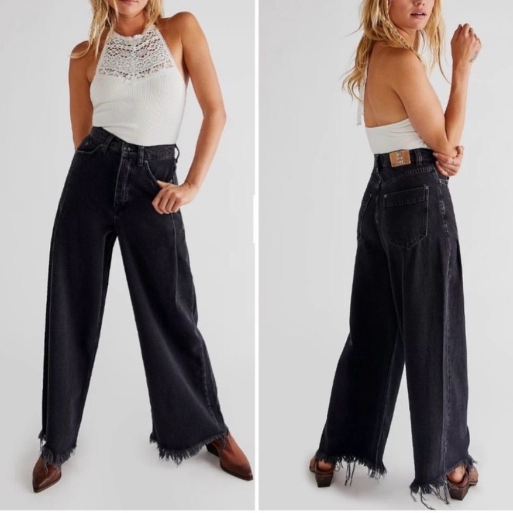 Free People Black Old West Slouchy Jeans